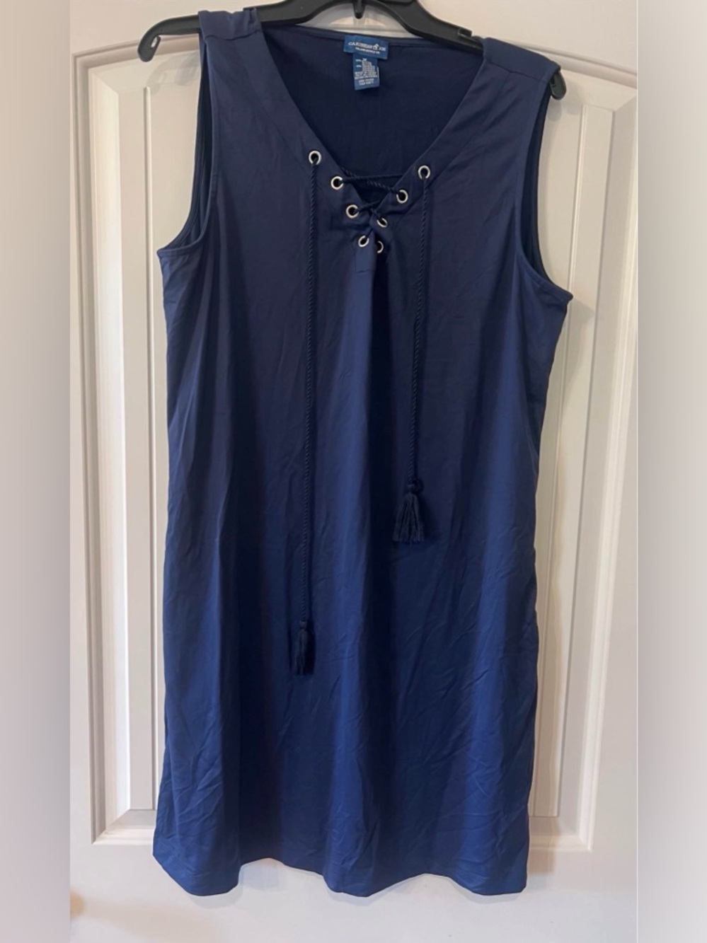 Size medium- Tommy Bahama Island Cays Lace-Up Dress in blue